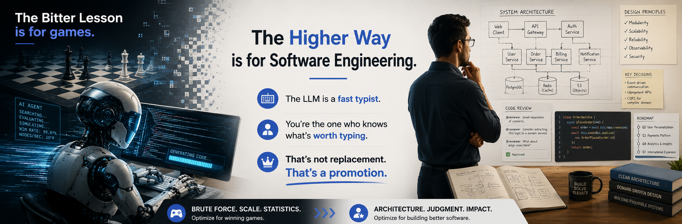 The Bitter Lesson is for games. The Higher Way is for Software Engineering.